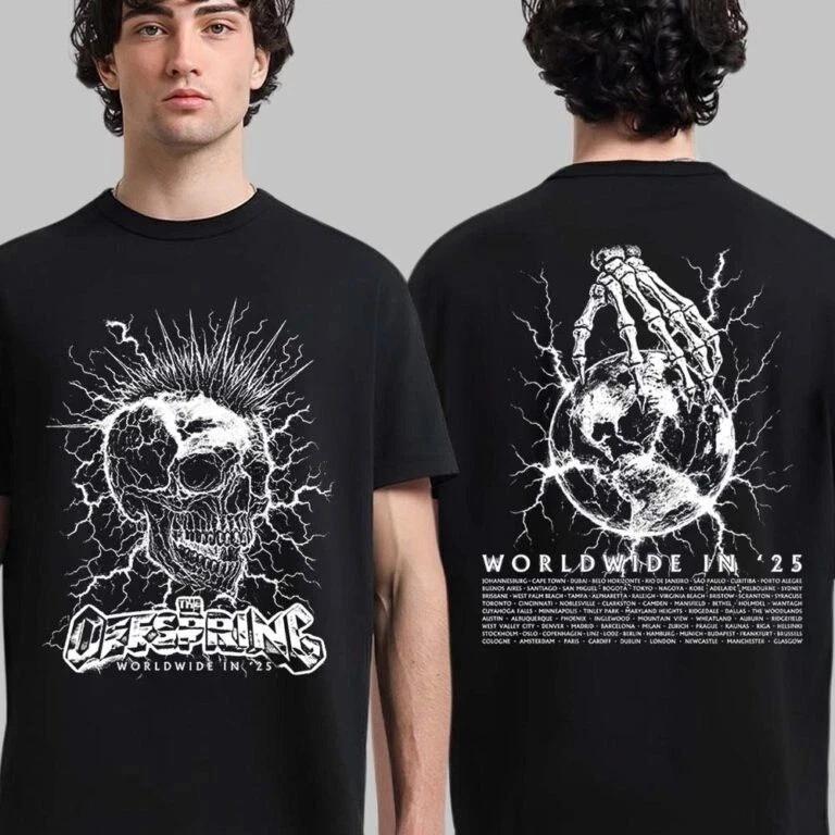 ГОРЯЧИЙ!!! Футболка The Offspring Mohawk Skull Worldwide Tour 2025 Высококачественная роскошь для мужчин и женщин Топ Y2k