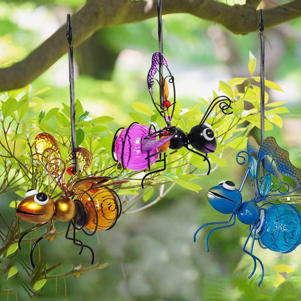 Поделка Солнечный Железный Кулон Насекомое 3D Садовая Статуэтка Насекомого Изысканный Светодиодный Свет Насекомого Забор