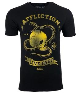 AFFLICTION SNAKE EYES Men's T-shirt BLACK Biker MMA