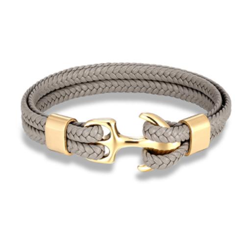 Leather Bracelet for Men Black Braid Multilayer Rope Chain Stainless Steel Anchor Male Jewelry Pulseras Gifts