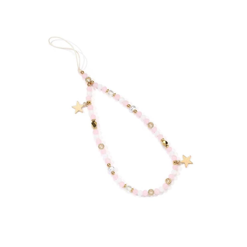 2025 New Fashion Cute Acrylic Beaded Mobile Phone Chain Star Pendant Telephone Strap Lanyard Cellphone Hanging Rope for Women