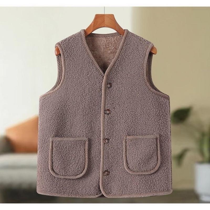 Lamb Hair Vest Female Mother Autumn and Winter with Thick Velvet Vest Casual Sherpa Gilet