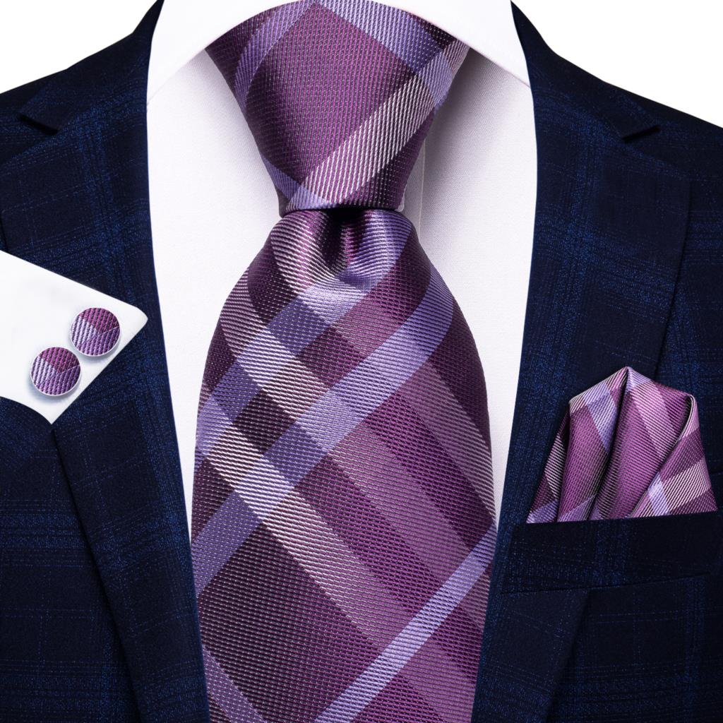Hi-Tie Фиолетовый Однотонный Шелковый Галстук с Узором Пейсли Свадебный для Мужчин Новинка Платок Запонки Подарок Набор Галстуков для Мужчин Вечеринка Бизнес Дропшиппинг