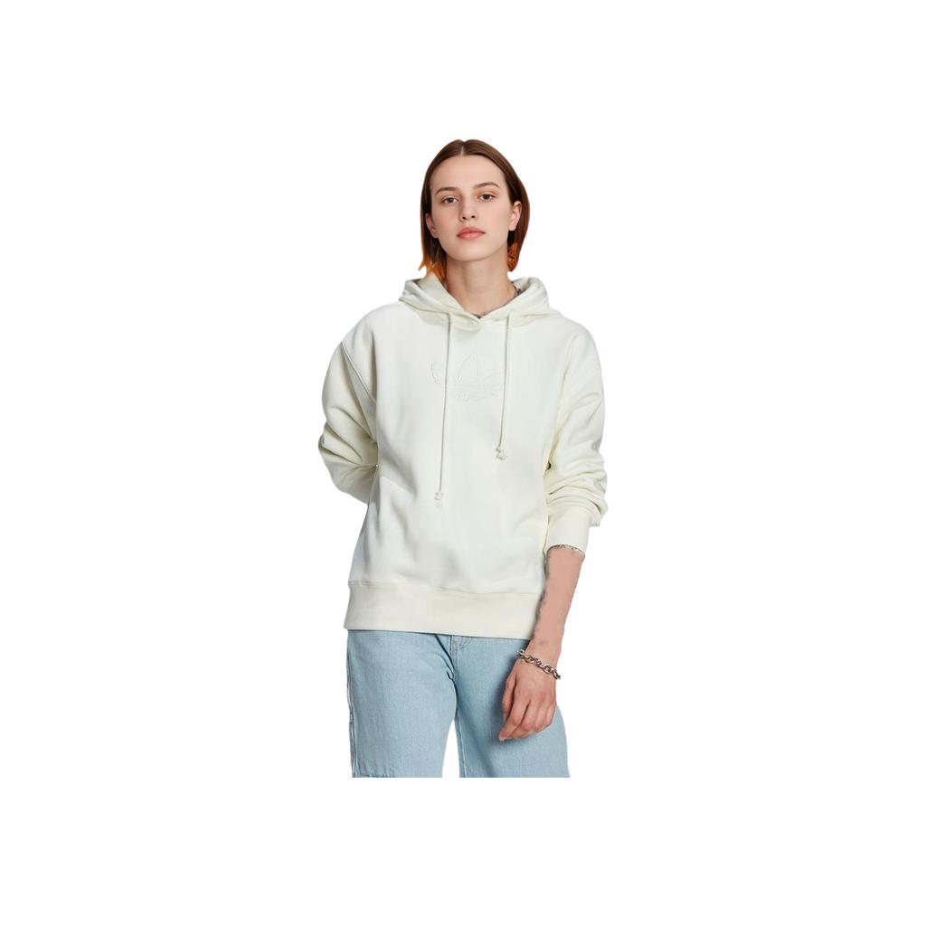adidas Толстовка Originals Trefoil W с графическим рисунком и карманом-кенгуру, женская толстовка белого цвета HM1636