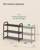 SONGMICS Expandable Shoe Rack, Shoe Storage Organiser, Adjustable Shelves, Sturdy and Heavy-Duty, for Hallway, Closet, Living Room, 3-Tier, Ink Black