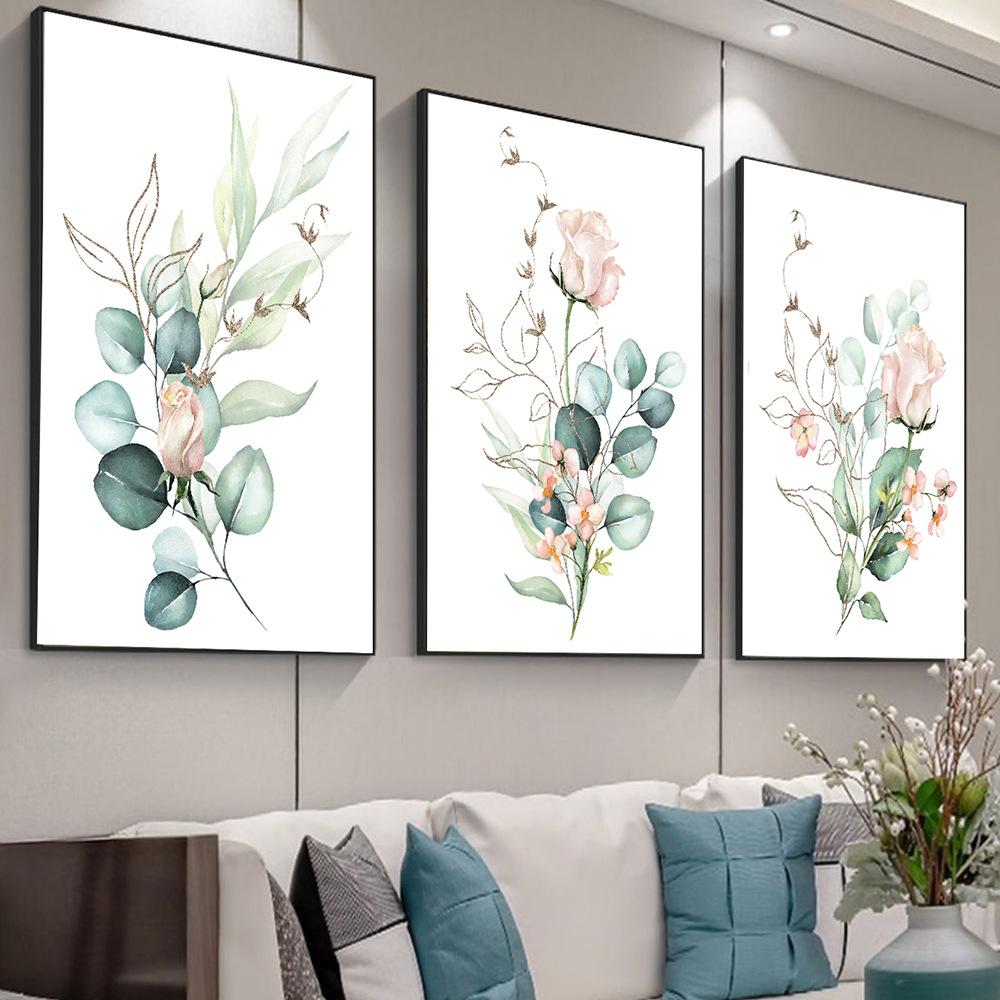 Fresh Green Plant Flower Poster Canvas Painting For Living Room Study Bedroom Wall Decoration