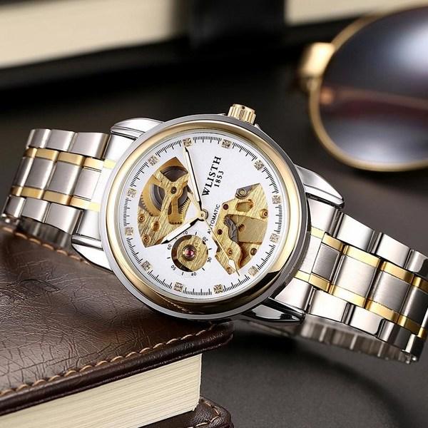 JPM Мужские автоматические металлические часы с кожаным ремешком MWA3, корейские популярные часы