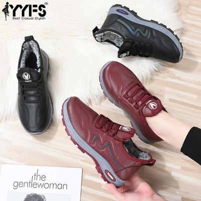 Хлопковая обувь женская зимняя новый стиль короткие ботинки плюс бархат толстые теплые туфли модные повседневные кожаные низкие хлопковые ботинки