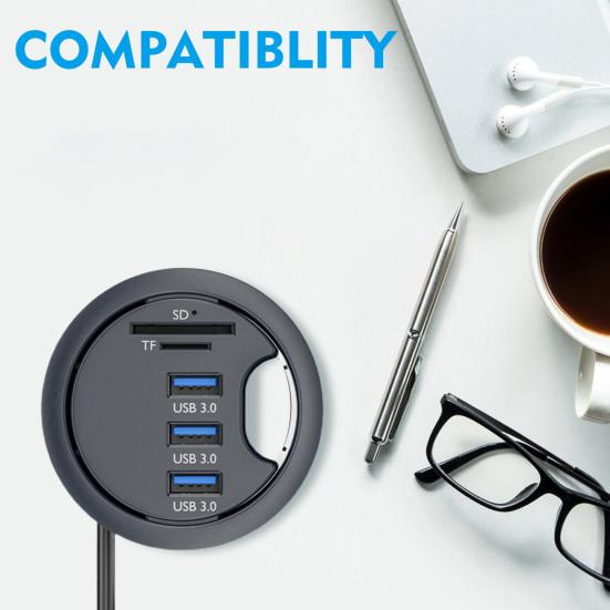 Professional USB Desktop Hub 5 In 1 Hidden Port Extension