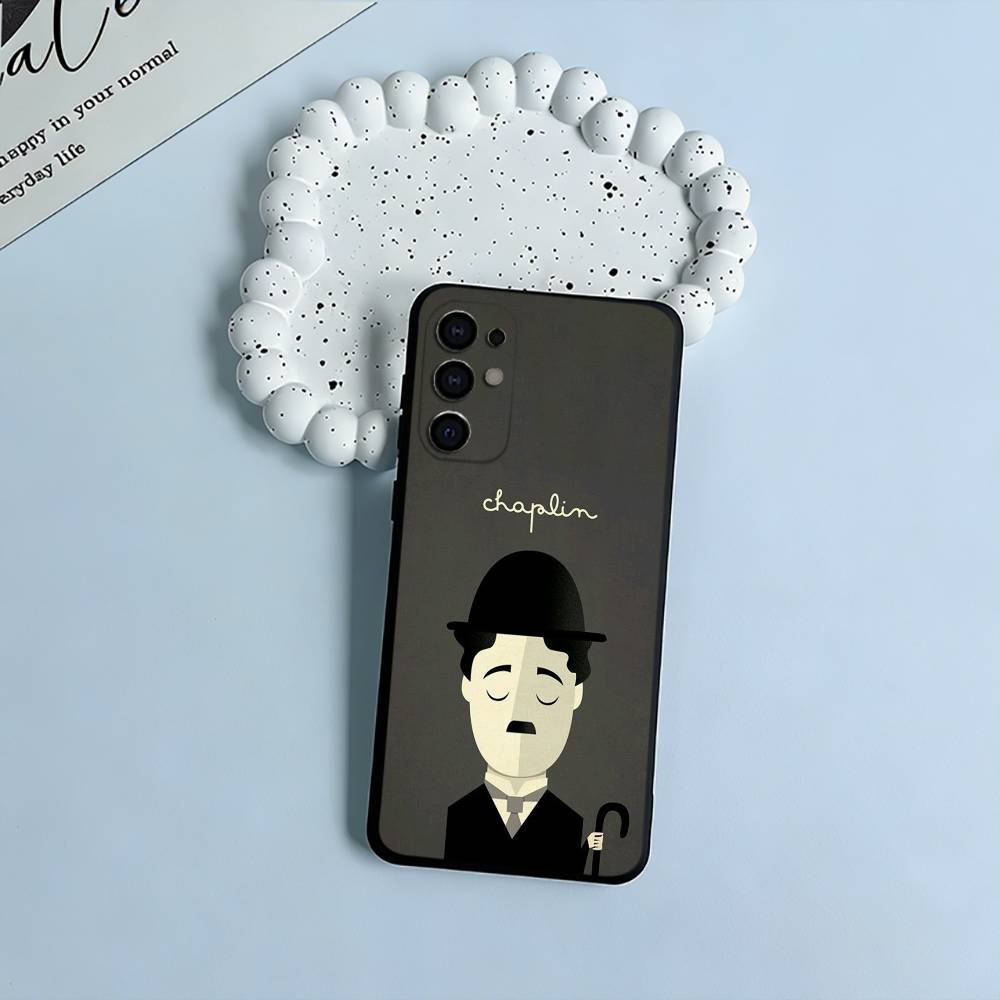 Чехол для телефона с Чарли Чапли для Samsung S25, S24, S21, S22, S23, S30, Ultra, S20, Plus, Fe, Lite, Черный Мягкий Силикон