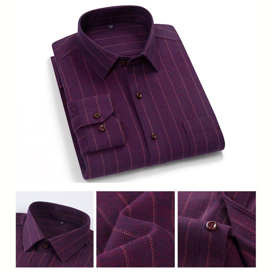 Мужские полосатые рубашки из 100% хлопка Business Casual с длинным рукавом, высокое качество