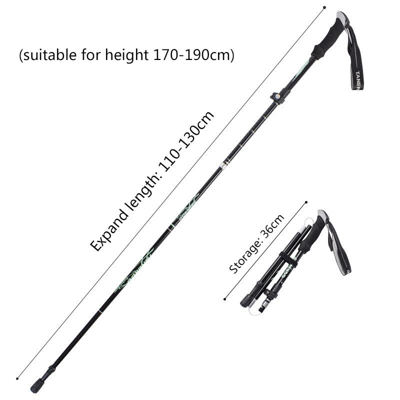 1PC 5-Section Outdoor Fold Trekking Pole Camping Portable Walking Hiking Stick For Nordic Elderly Telescopic Easy Put Into Bag