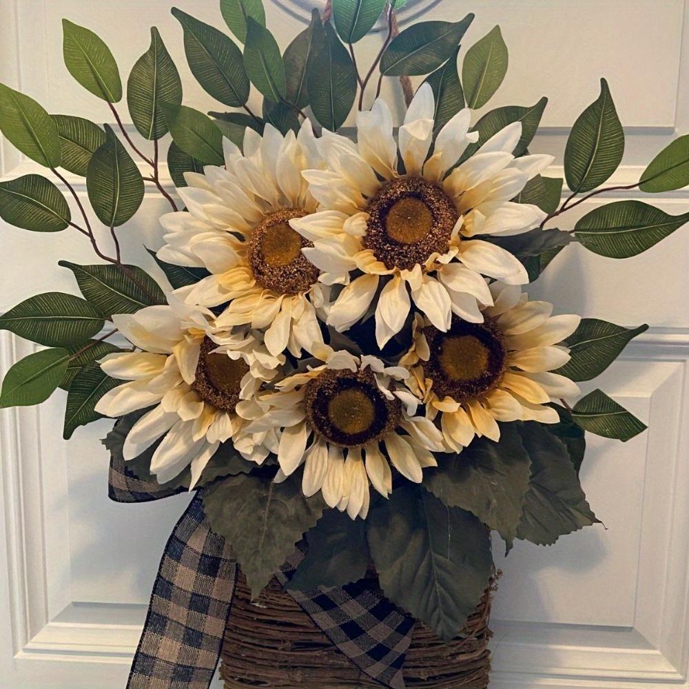 Подсолнуховые дверные венки для входной двери, подвесной корзиночный венок, летние весенние венки для украшения дома, свадебный декор