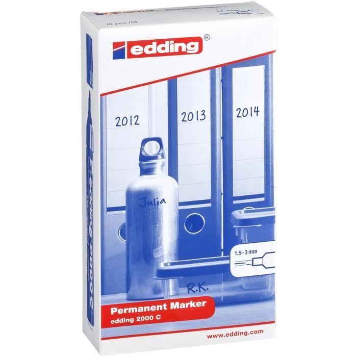 Marqueur permanent - edding - 2000 c - assorti - 1,5-3 mm - boîte de 10