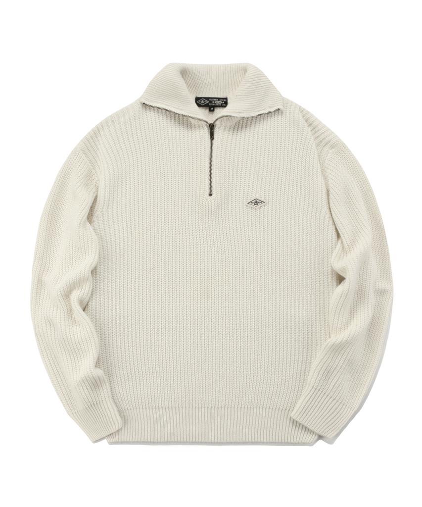 COLUMBIA UNIVERSITY 1754 Crown Overfit Half Zip-Up Sweater Cream