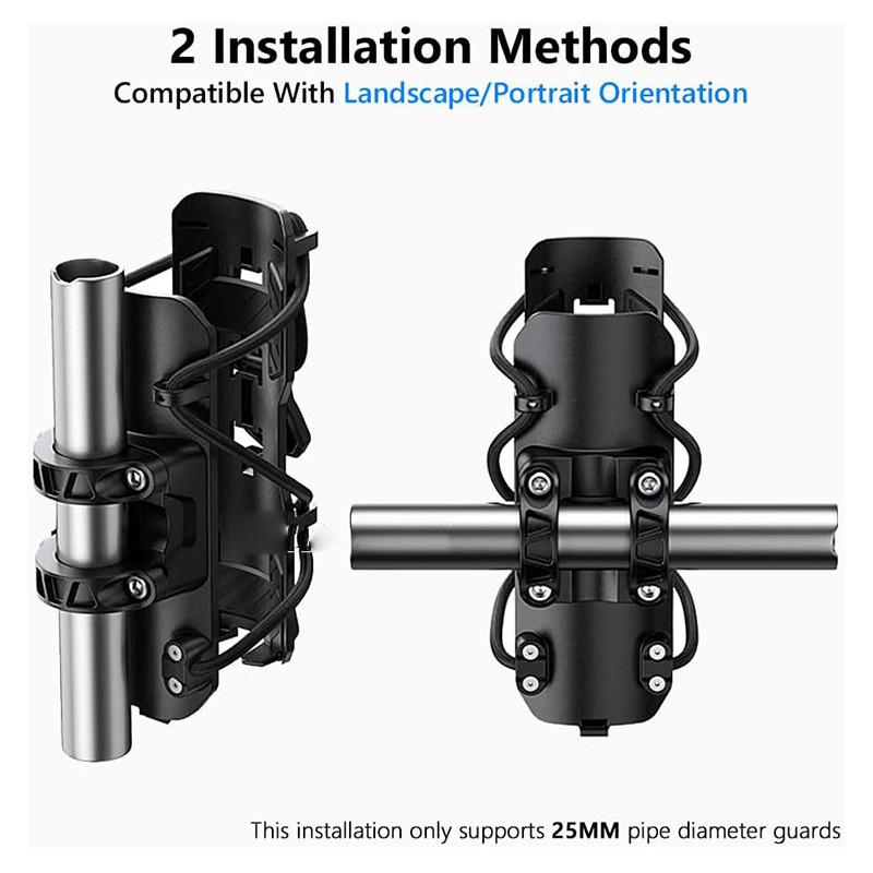 1pc Black Motorcycle Cup Holder Bumper Water Bottle Holder 360-degree Adjustment Expandable Design for Bike Motorbike ATV