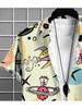 Men's Casual Shirt, Space - Themed Abstract Pattern, Short - Sleeved Light - Colored, Polyester Material, Multiple Sizes Available, Outdoor Fashion,