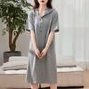 Fashion Solid Color Pockets Short Sleeve Lace Up Hooded Casual Dresses Female Clothing Spring Loose Korean Midi Dress