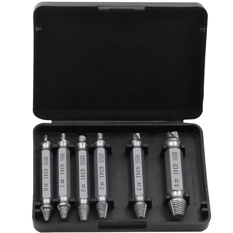 6Pcs/Set Portable Broken Bolt Remover Tool Universal Damaged Screw Extractor Speed Out Drill Bits