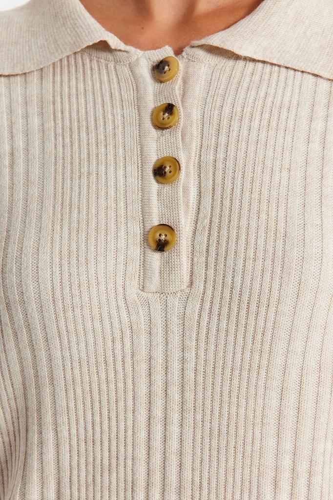 Женское модное новое платье-хиджаб верблюжьего цвета с воротником-поло, удобное трикотажное платье в рубчик