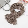 Women Scarf Solid Color Pleated Design Versatile Long Scarf Retro Style Versatile Comfortable Cotton Linen Shawl