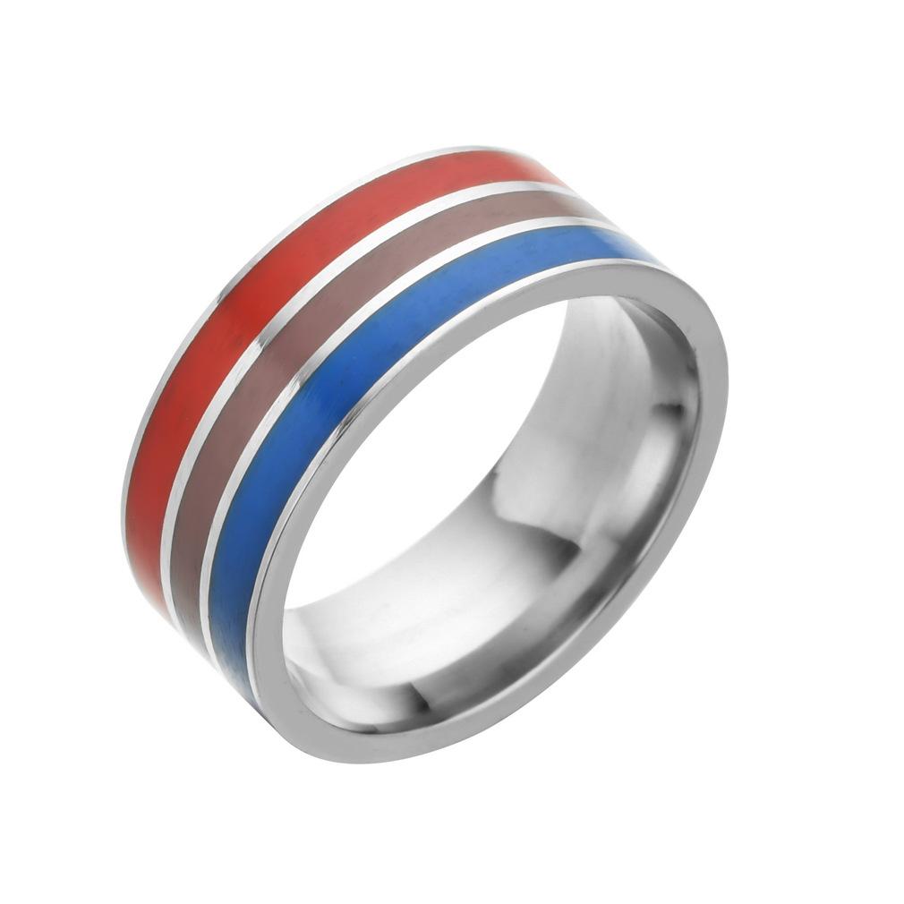 2025 New Fashion Bisexual Pride Iridescent Stainless Steel Ring European and American Homosexual Rainbow Ring Accessories