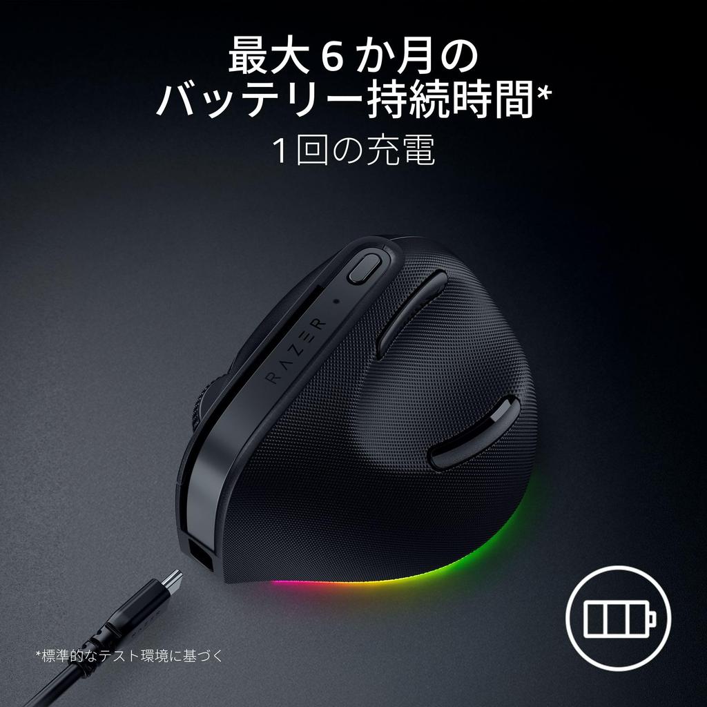 Razer Pro Click V2 Vertical Edition Ergonomic Wireless AI Prompt Master for Faster Battery Ergonomic Rotation to Reduce Wrist Focus Pro 30K Optical
