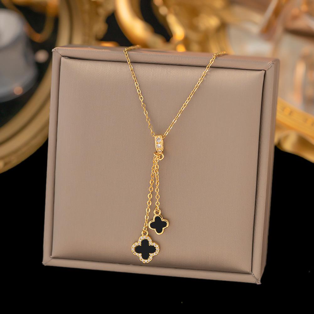 Шикарное не тускнеющее колье из титановой стали для женщин с уникальным дизайном и сверкающей медной подвеской