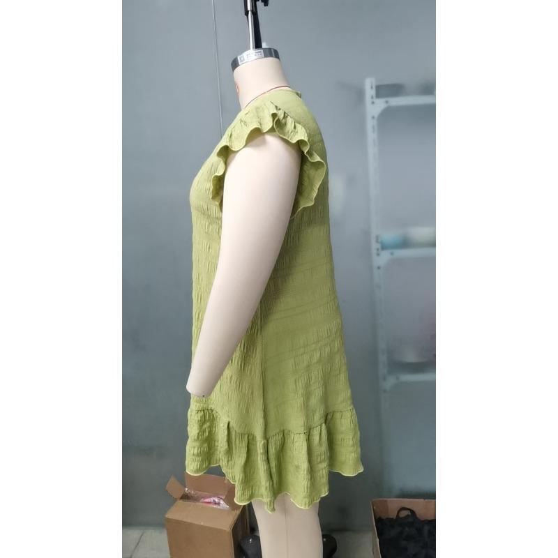 Женское летнее платье без рукавов с оборками