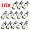10 Pcs Car LED T10 W5W Canbus Glass COB 6000k Reading Dome Lamp Marker Wedge License PlateLight Bulb 168 194 192 DC 12V White