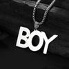 Модный простой поп-хип-хоп стиль BOY Boy письмо кулон мужское ожерелье из нержавеющей стали праздничный подарок аксессуары