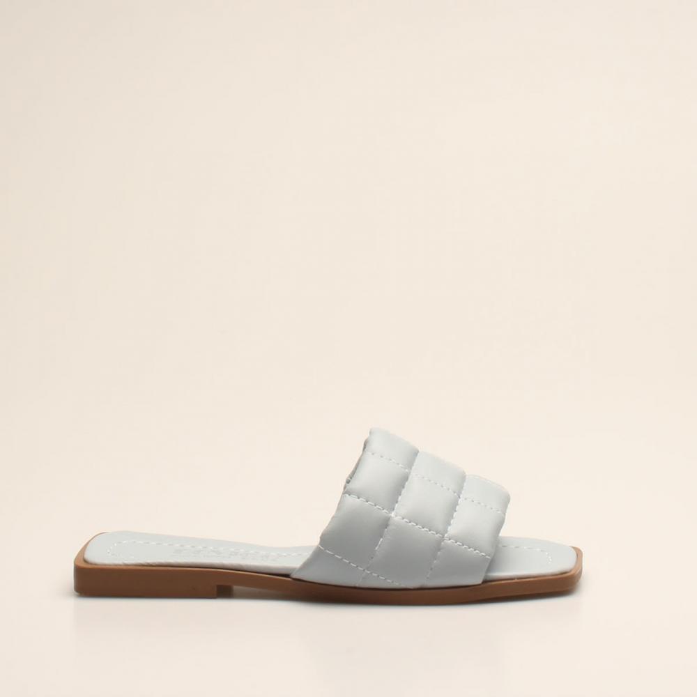 Синие кожаные женские тапочки