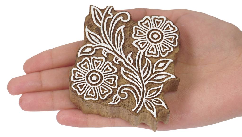 IBA Indianbeautifulart Textile Printing Block Flower Hand Carved Wooden Stamp Wood Block Printing Textile Stamps For Fabric Pottery Blocks-3