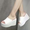 Fashion Slope Heel Slippers Women Outside Super High Heels Thick Soled Fish Mouth Sandals Height Increasing Fashionable Women's Slippers