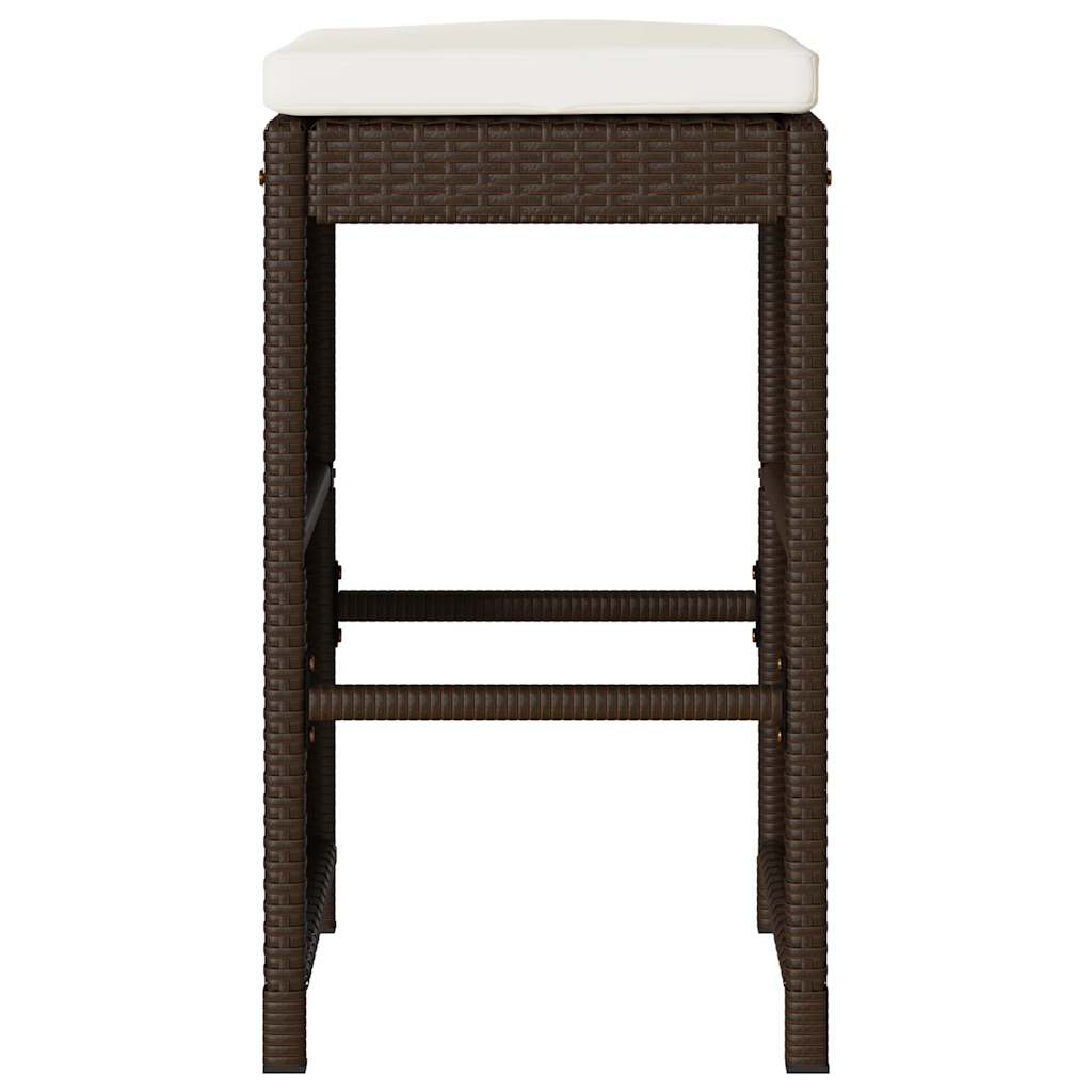 Garden Bar Stool with Cushions 6 pcs Brown Poly Rattan