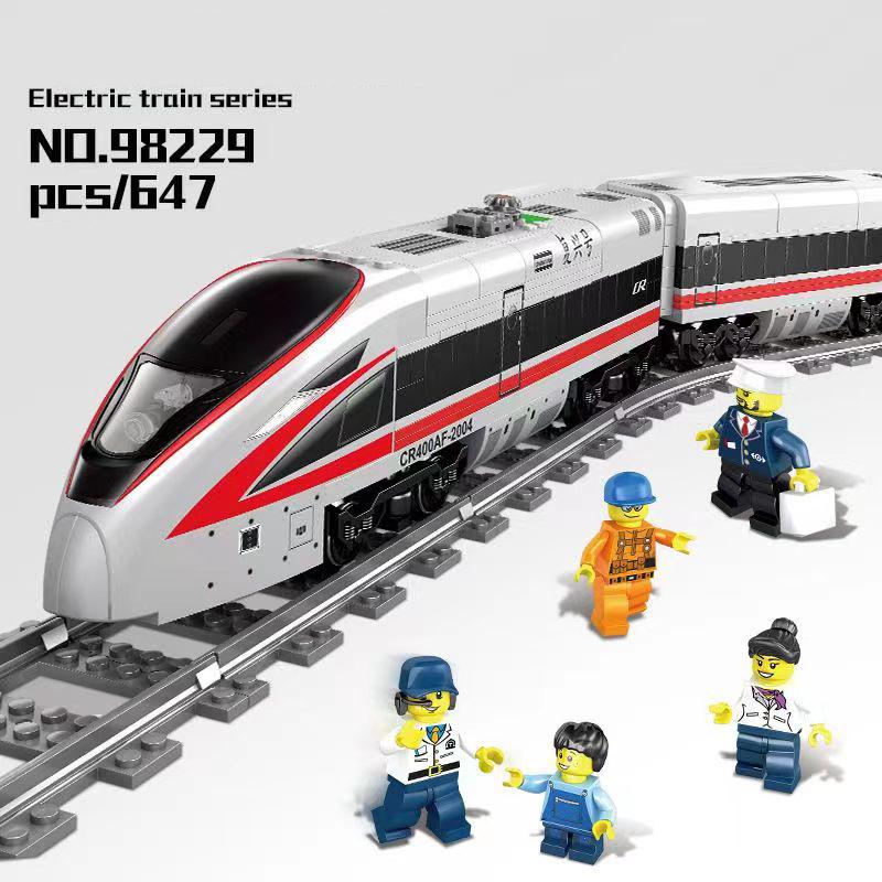 City Electric Express Passenger Train With Tracks Set Model Technical Building Blocks Bricks Gifts for Kids Childrens Boys Adult
