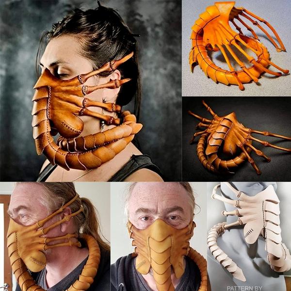 Маска на Хэллоуин, костюм Facehugger, маска для лица Alien Facehugger, костюм Hugger для лица, реквизит ужасов, резиновая страшная маска скорпиона на половину лица