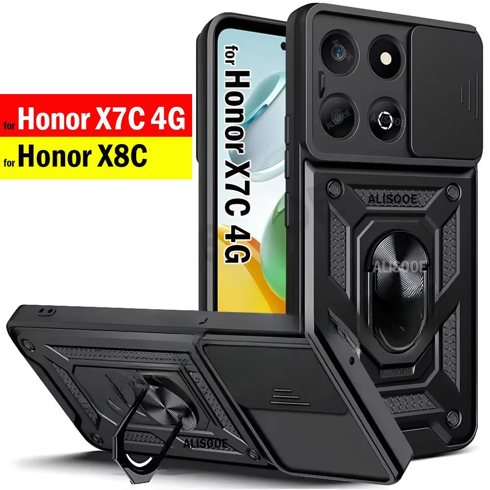 Funda for Honor X8C X7C 4G Чехол-слайдер для объектива камеры Кольцо-подставка Держатель Противоударный чехол для телефона Honor X7C Capa