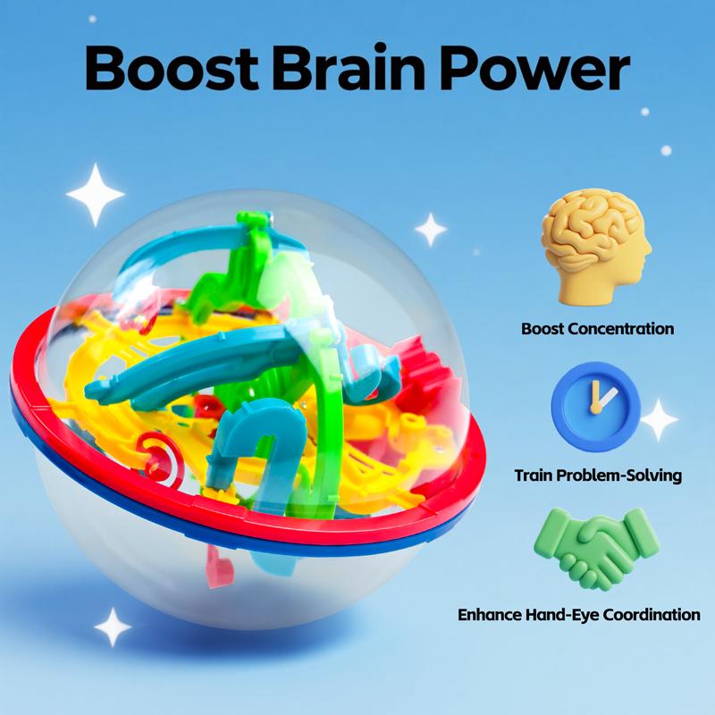 3D Magic Ball Labyrinth Brain Teaser Smart Puzzle 100 Levels Globe Toy Educational Montessori Game for Kids