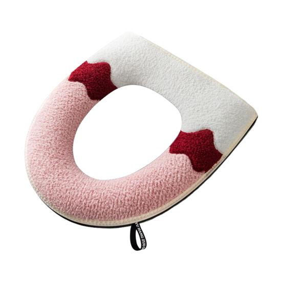 Чехол на сиденье унитаза, ультра мягкий, сохраняет тепло, зимний цвет, плюшевый коврик на молнии, коврик для туалета с ручкой для отеля