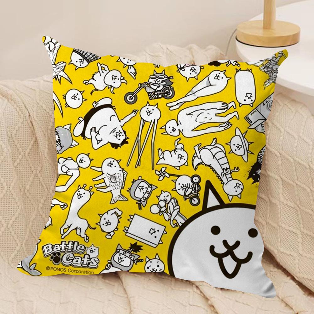 BBattle CCats Anime Cushion Cover Soft Plush Throw Pillow Cover DoubleSided Decorative Cushion Case Sofa Bedroom Home Decor
