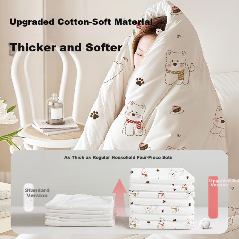 Miiow Disposable Bedding Four-Piece Set Sheet Duvet Cover Pillowcase Thickened Travel Hotel Double Bed Linens