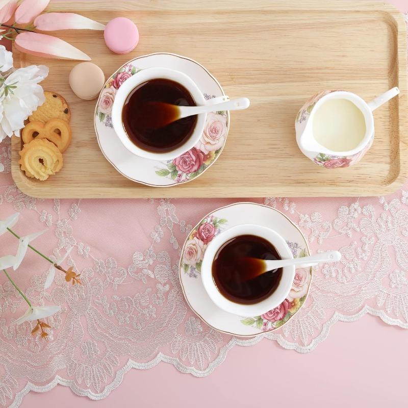 Европейский фарфоровый кофейный сервиз, костяной фарфор чайный сервиз, винтажный цветочный кофейный чайник с чашками