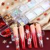 12 Grid White Snowflake Nail Art Glitter Sequins Red Snowflake Decoration Christmas DIY Nail Art Design Nail Accessories