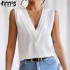 Women's Fashion Casual Summer Spring Solid Color Print Sleeveless V-Neck Blouses & Shirts