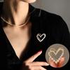 Simple Temperament Faux Pearl Zircon Brooches for Women Elegant Love Heart Pins Clothes Accessories Wedding Gifts