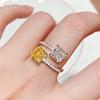 Huitan New Style Adjustable Ring with Bright Princess Square CZ Female Engagement Party Accessories Fashion Design Zircon Gift