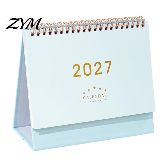 Home Office Desk Accessory 2027 Calendar, Standing Flip Desktop Minimalist Gold Foil Cover Monthly Organizer for Planner, Thick Paper Note Taking,