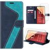 Case + Tempered Glasses - E.F.Connection - for Xiaomi Redmi Note 13 Pro 4G - Leather Effect - Scratch Protection - Blue