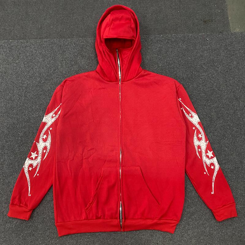 Европейская и американская Y2K ретро толстовка с капюшоном на молнии в уличном хип-хоп стиле